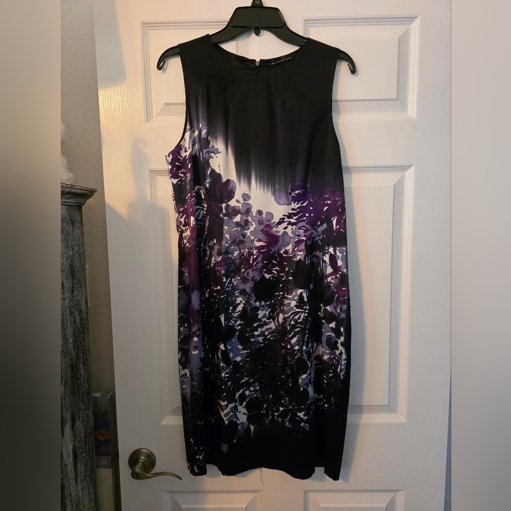 Elie Tahari Black and Purple Silk Dress